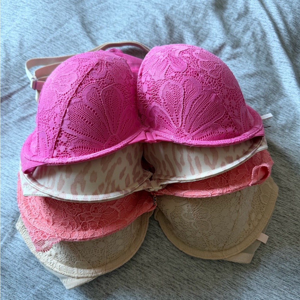 Victoria's Secret Lace Bra Set - Pink, Cream, and Tan